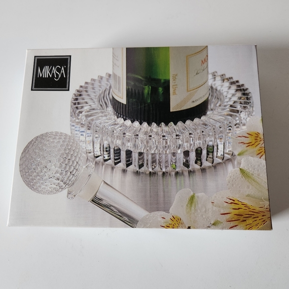 Mikasa Other - Mikasa crystal Tee Time Wine Set Golf Themed Bottle Stopper and Coaster